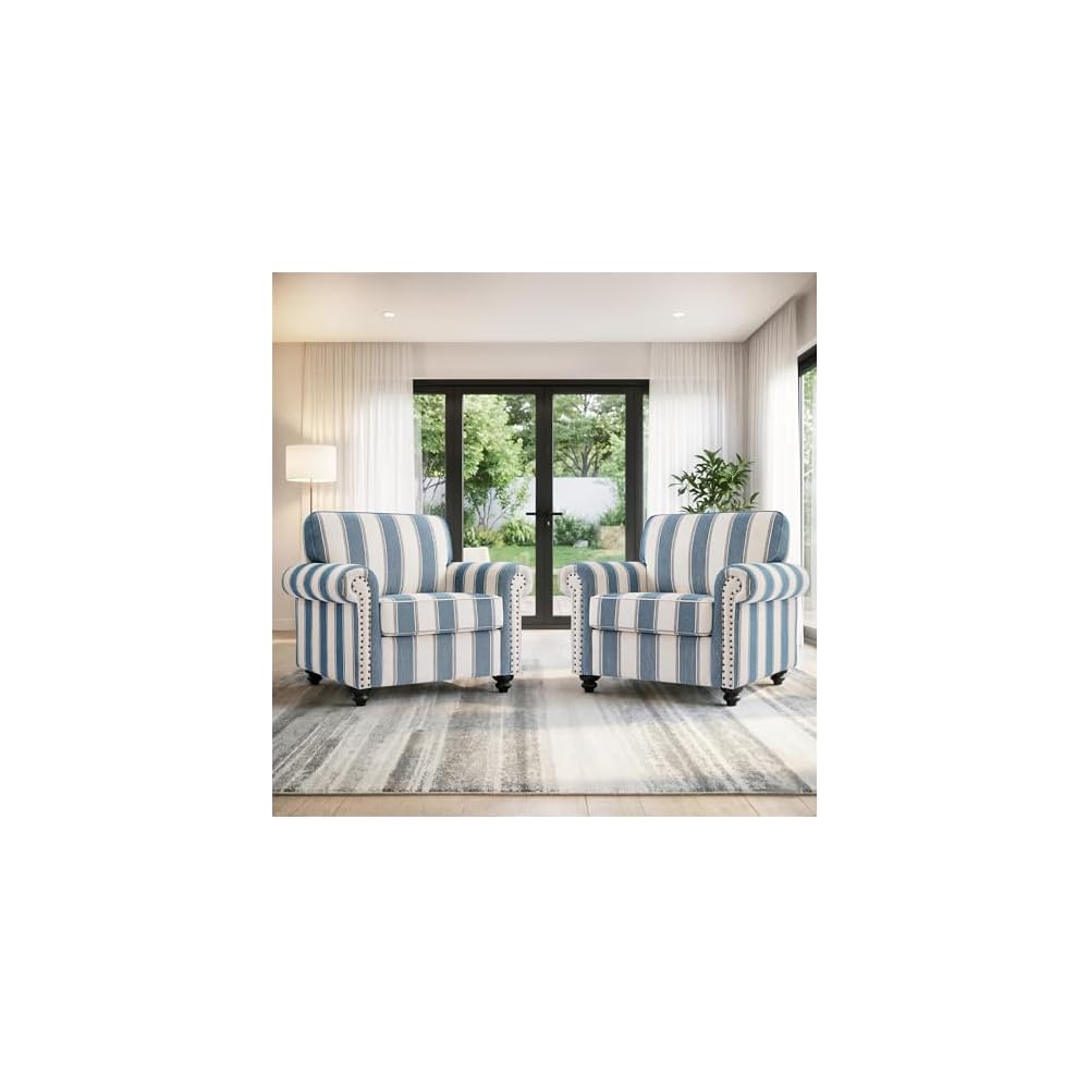 Folral Accent Chairs Set of 2, Comfy Reading Armchair, Black