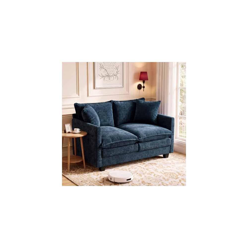 Loveseat Sofa, Soft Chenille Cloud‑Cushion Small‑Space Couch