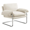 Modway Ansel Performance Velvet Accent Chair in Alabaster - Stain-Resistant Velvet Lounge Chair for Living Room, Bedroom - Corner Reading Chair with Arms and Removable Cushions