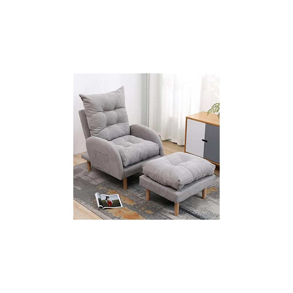 Adjustable Recliner Armchair with Footstool 3 Position Sofa Chair Bed for Living Room & Bedroom Heavy Duty Reclining Lounge Chair Supports Up to 150KG