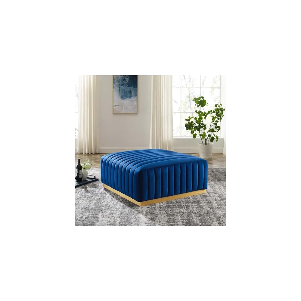 Modway Conjure Channel Tufted Upholstered Performance Velvet Sectional Sofa Left Corner Chair in Black Cognac