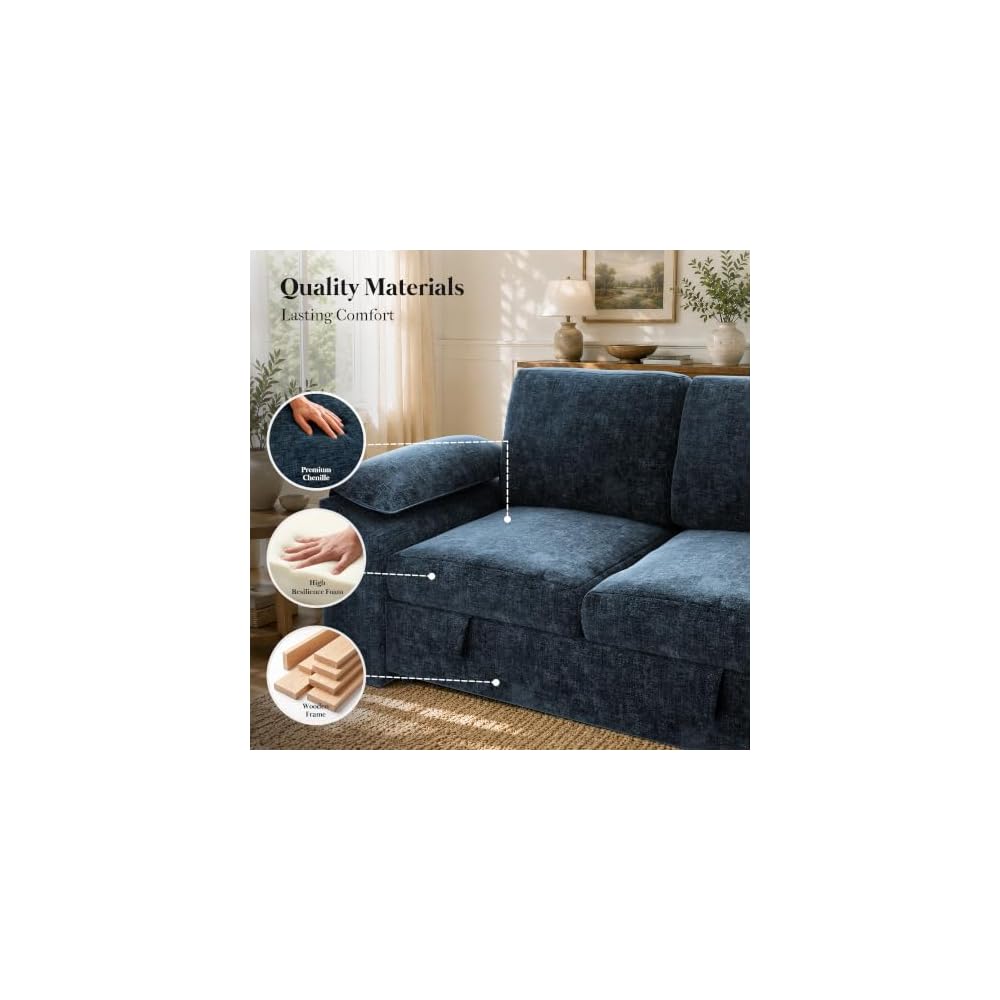 Modular Sectional Sleeper Sofa with Pull Out Bed, U Shaped Couch