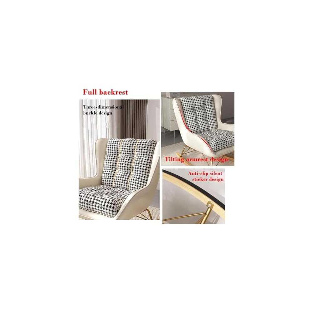 LSLYTQ Leisure Rocking Chair and Footstool Set,Leisure Sofa Rocking Chair Mid Century Recliner Glider Chair Rocking Chairs with Lumbar Cushion,Upholstered Wide Chair,Accent Side Chair for Living Room
