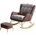 LSLYTQ Leisure Rocking Chair and Footstool Set,Leisure Sofa Rocking Chair Mid Century Recliner Glider Chair Rocking Chairs with Lumbar Cushion,Upholstered Wide Chair,Accent Side Chair for Living Room