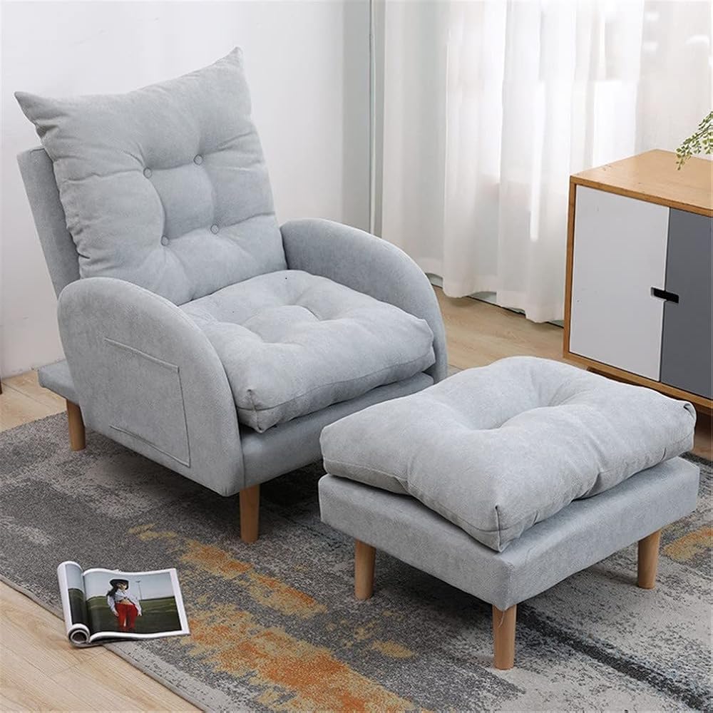 Adjustable Recliner Armchair with Footstool 3 Position Sofa Chair Bed for Living Room & Bedroom Heavy Duty Reclining Lounge Chair Supports Up to 150KG