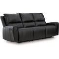 Signature Design by Ashley Glassmere 3-Seat Leather Reclining Sofa, Black