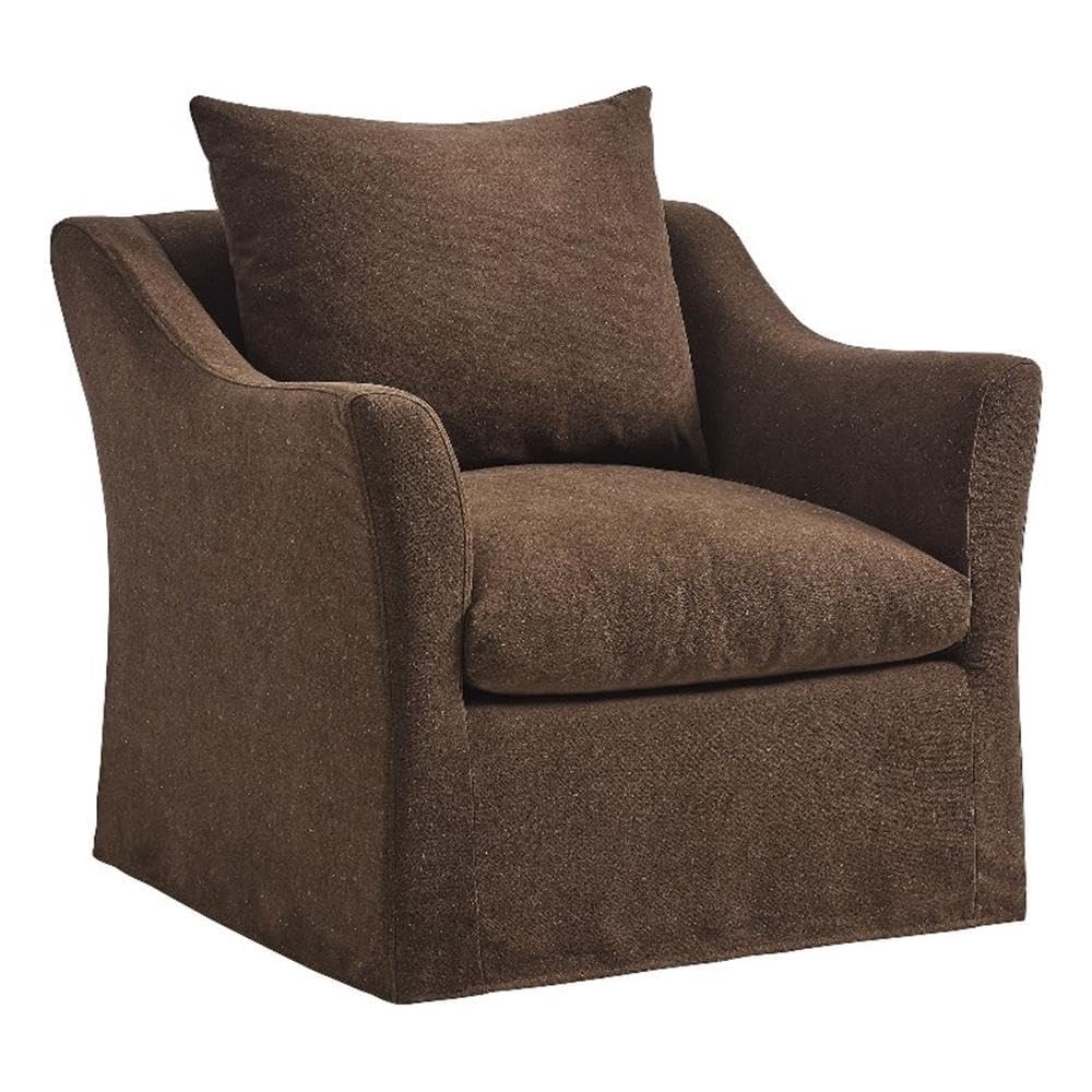 Modway Somerset Modern Slipcovered Linen Blend Accent Chair in Cocoa – Deep Seat Upholstered Armchair with Sloped Arms – Contemporary Fabric Living Room Chair
