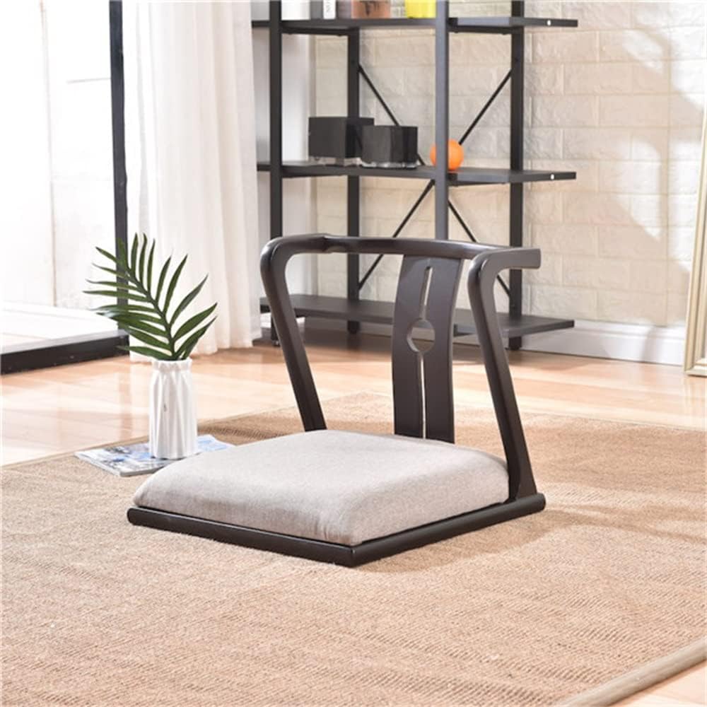 Padded Floor Tatami Chair with Back Support for Video-Gaming Reading Watching Tv Living Room Wooden