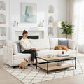 111" Sofas for Living Room, 3 Seater Couch with 2 Pillows, Modern Comfy Chenille Couches with Storage Bag, Deep Seat Sofa for Apartment Small Space, Beige