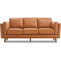 Valencia Artisan Full Leather Sofa 88” - Pure Full Italian Nappa Leather Couch for Living Room Furniture, Solid Wood Accent, Ultimate Comfort, Cognac Tan