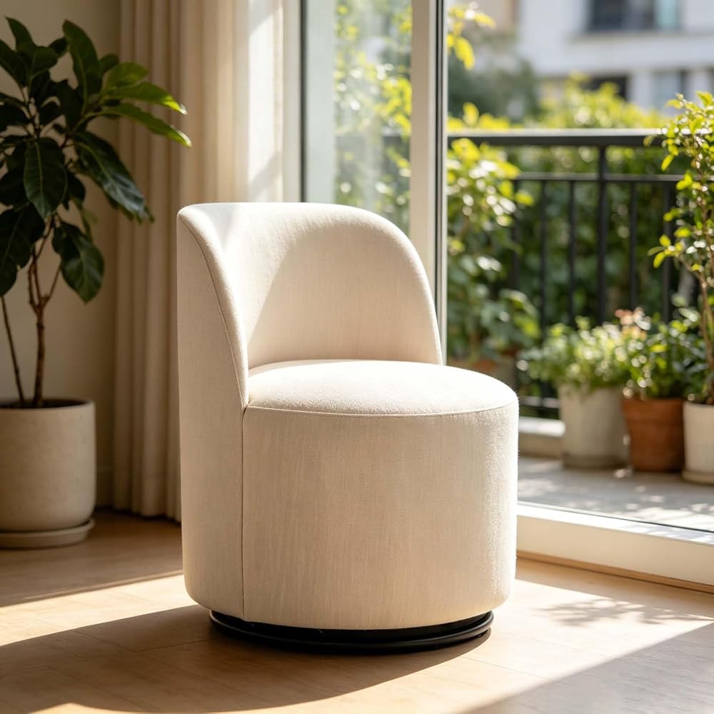 360° Rotating Fabric Swivel Accent Chair - Soft Upholstered Side Chair for Living Room, Office, Bedroom & Home Study - Stylish Modern Design, Comfort & Versatility