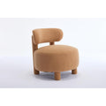 Teddy Fabric armless Accent Chair with Curved backrest and Solid Wooden Legs upholstered Chair Slipper Side Chair for Primary Living Space Bedroom Vanity Room or Reading Room