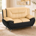 Faux Leather Loveseat Couch, Camel 2 Seater Sofa for Small Spaces (Camel)