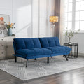 Modern Leather Convertible Folding Futon Couch Sofa Bed with Adjustable Armrest and Backrest, Couch Double Loveseat Sofa for Compact Living Space,Dorm,Game Studio,Apartment,Bedroom (Navy Blue)
