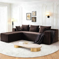 107-Inch Boneless Modular Sectional Sofa, L-Shaped Cloud Couch with Deep Seats and High Backrest, Corduroy Memory Foam Sectional, No Assembly Required for Living Room or Apartment, Brown