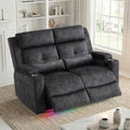 Power Reclining Loveseat Sofa, Velvet Loveseat Recliner Sofa Couch with LED Light/Hidden Storage,RV Wall Hugger Double Recliner for Living Room (Gray No Conlole)