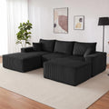 Weture 108” Modular Sectional Couches, Modern Modular U-Shape Sofa with Chaise, Cloud Sectional Couch with Deep Seat, Upholstered Boneless Sofa for Living Room (Corduroy, Black)
