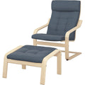 ProTuning POÄNG Armchair and footstool, birch veneer/Gunnared blue