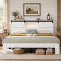 DNYN Farmhouse Platform Bed Frame with Storage Headboard and Dual USB Ports