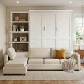 Harper & Bright Designs Queen Murphy Bed with Sofa and Shelves, White