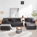 131" Cloud Sectional Modular Sofa, Boneless Couch for Living Room, Gray