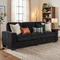 GRAVFORCE 84" Corduroy Sofa, Black 3 Seater Couch with Cup Holders