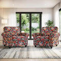 Folral Accent Chairs Set of 2, Comfy Reading Armchair, Black