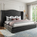 Homkdom 49" Cloud Bed Frame King Size with Tall Wingback Headboard